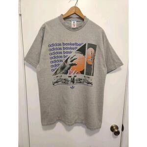 Shirt Large 80S 90S Basketball Sports Made In Usa Trefoil Sneaker